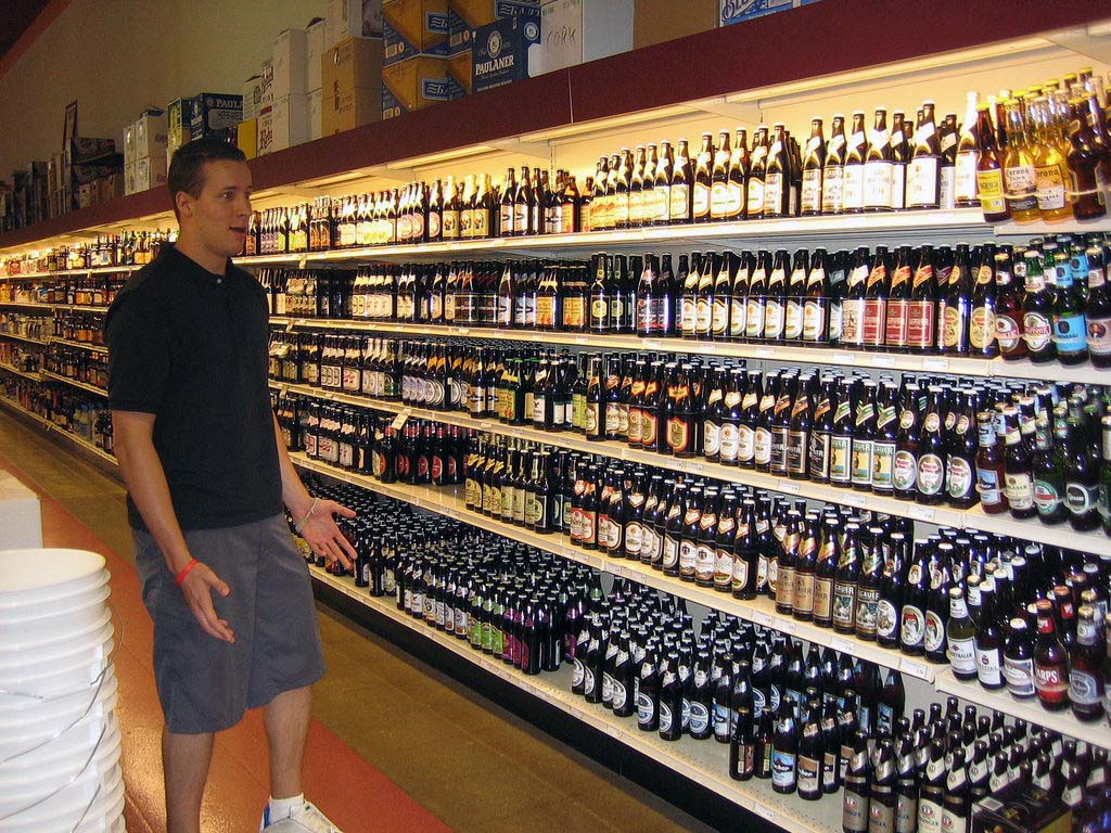 shelves of beer